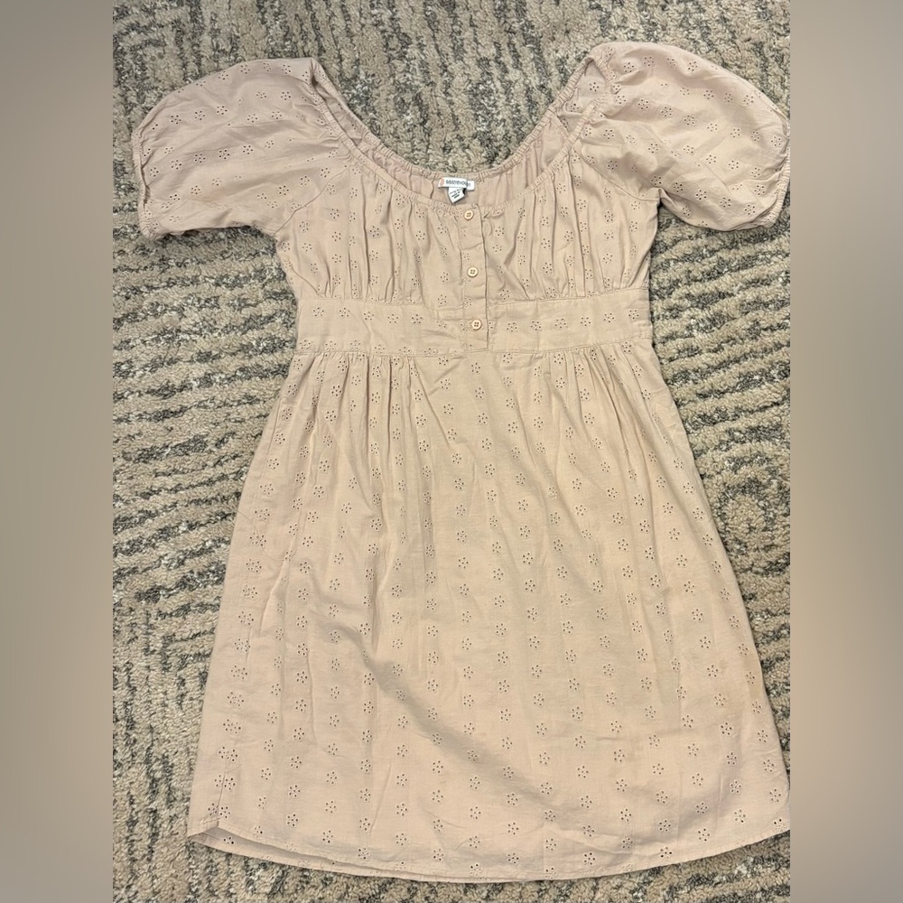 Elegant Beige Eyelet Dress